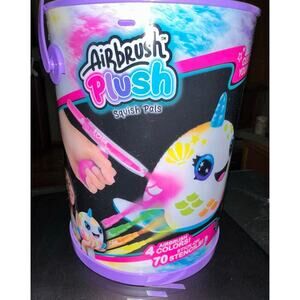 Airbrush Plush Squish Pals Narwhal Storage Can Stencils Paint Age 6+